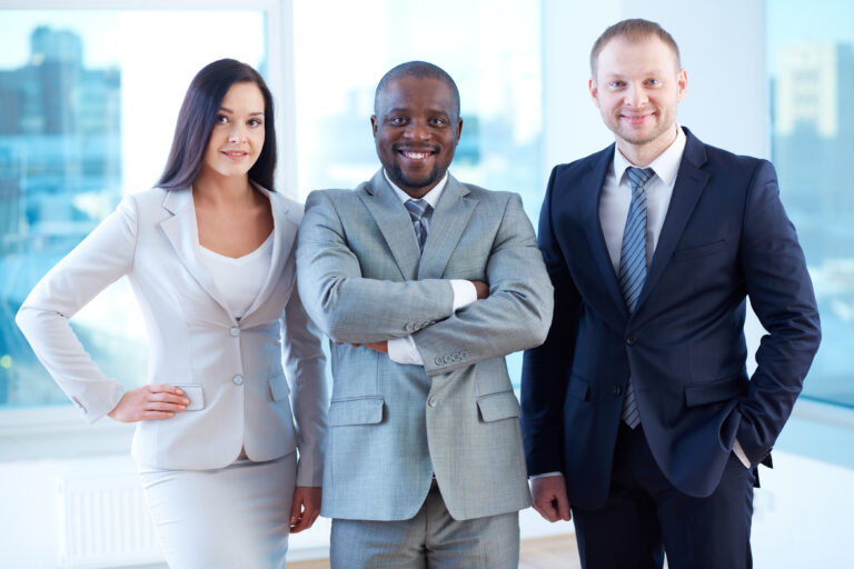 Portrait of smiling business partners looking at camera